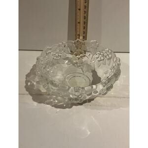 Vintage Home Interiors HOMECO Frosted Floral Pressed Glass Bowl 8.5"